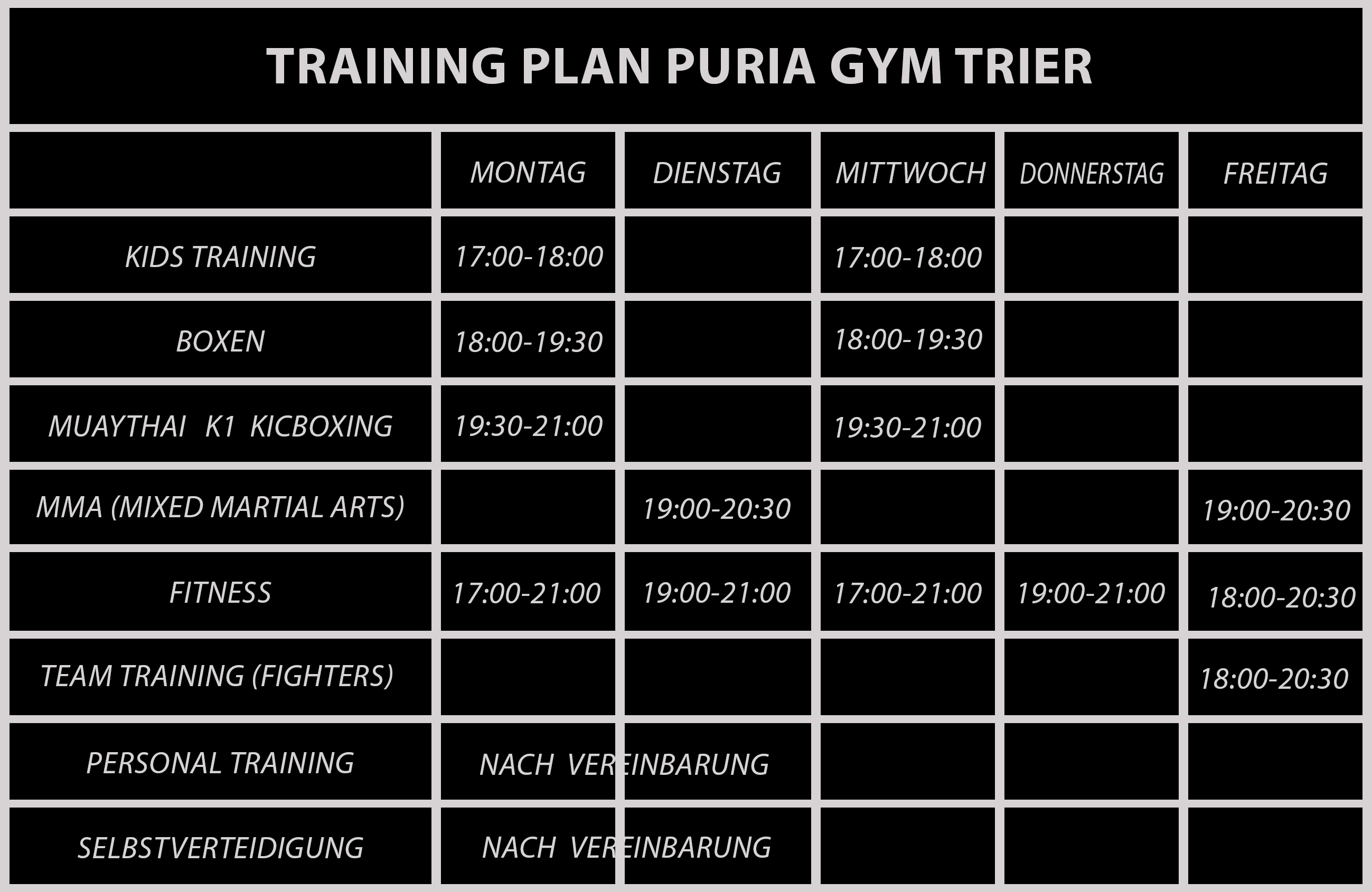 Training Plan Puria Gym Trier